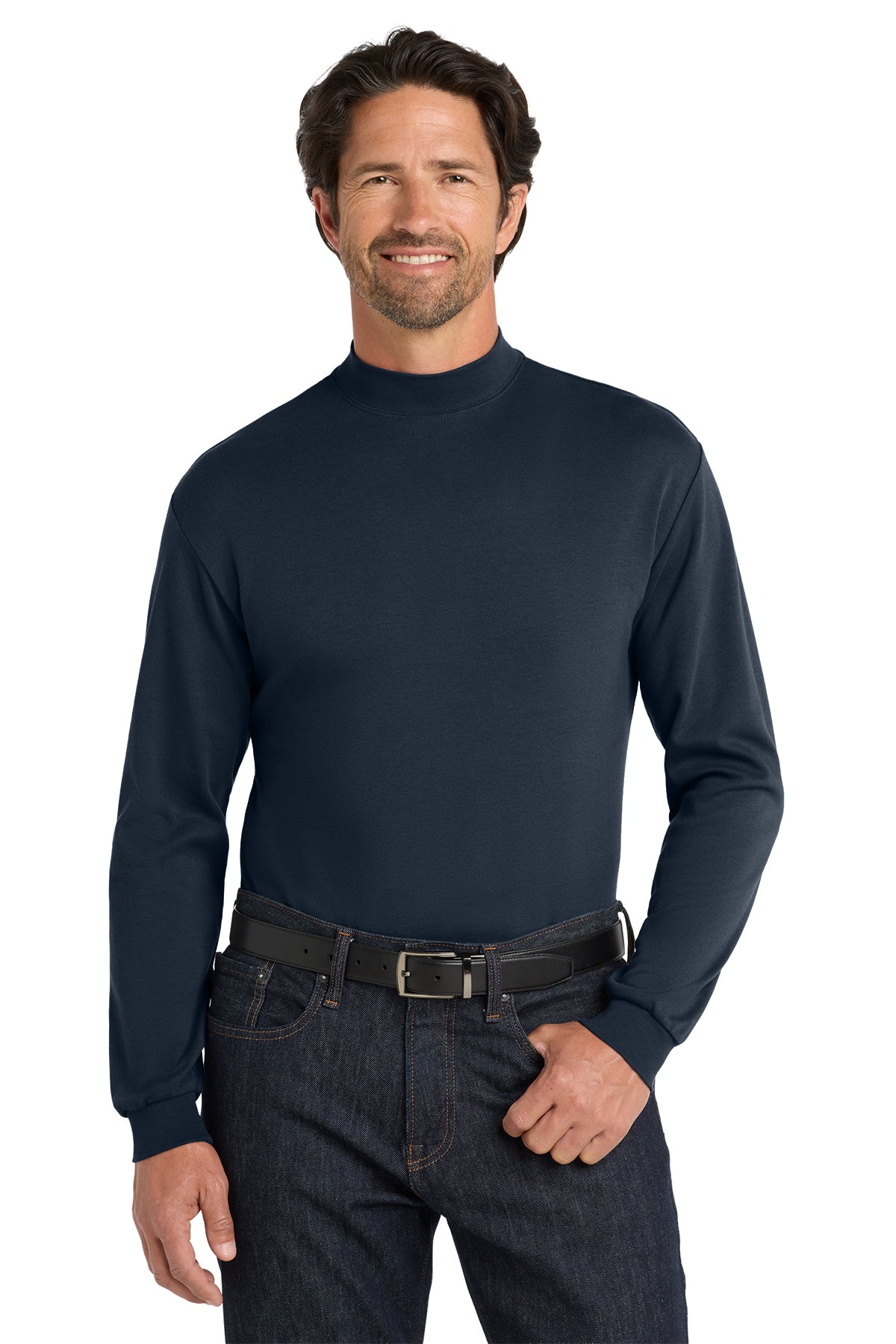 Interlock Knit Mock Turtleneck