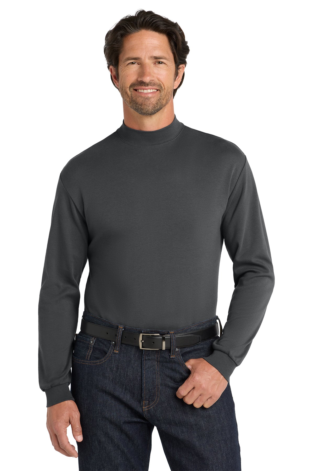 Interlock Knit Mock Turtleneck