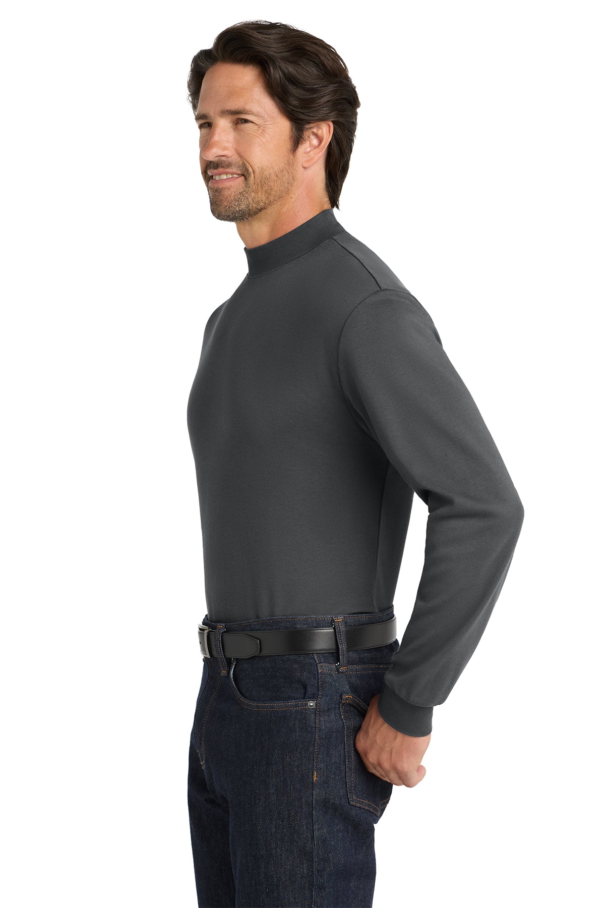 Interlock Knit Mock Turtleneck